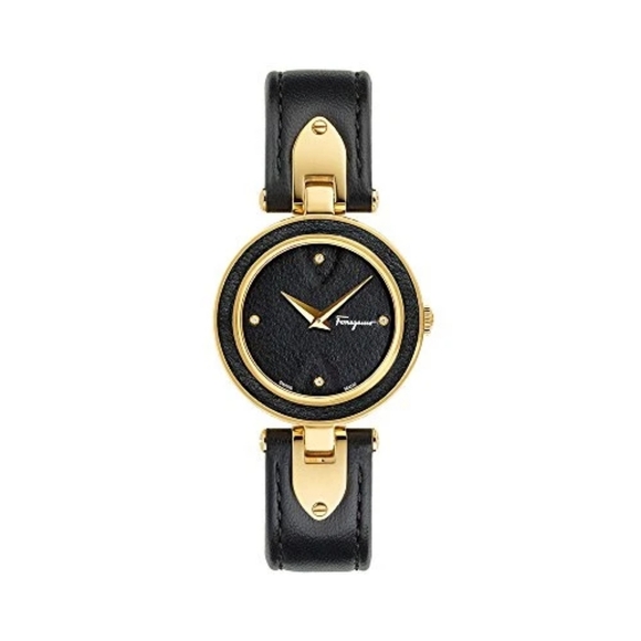 NIB SALVATORE FERRAGAMO GILIO ANALOG DISPLAY QUARTZ BLACK WATCH - Picture 1 of 5